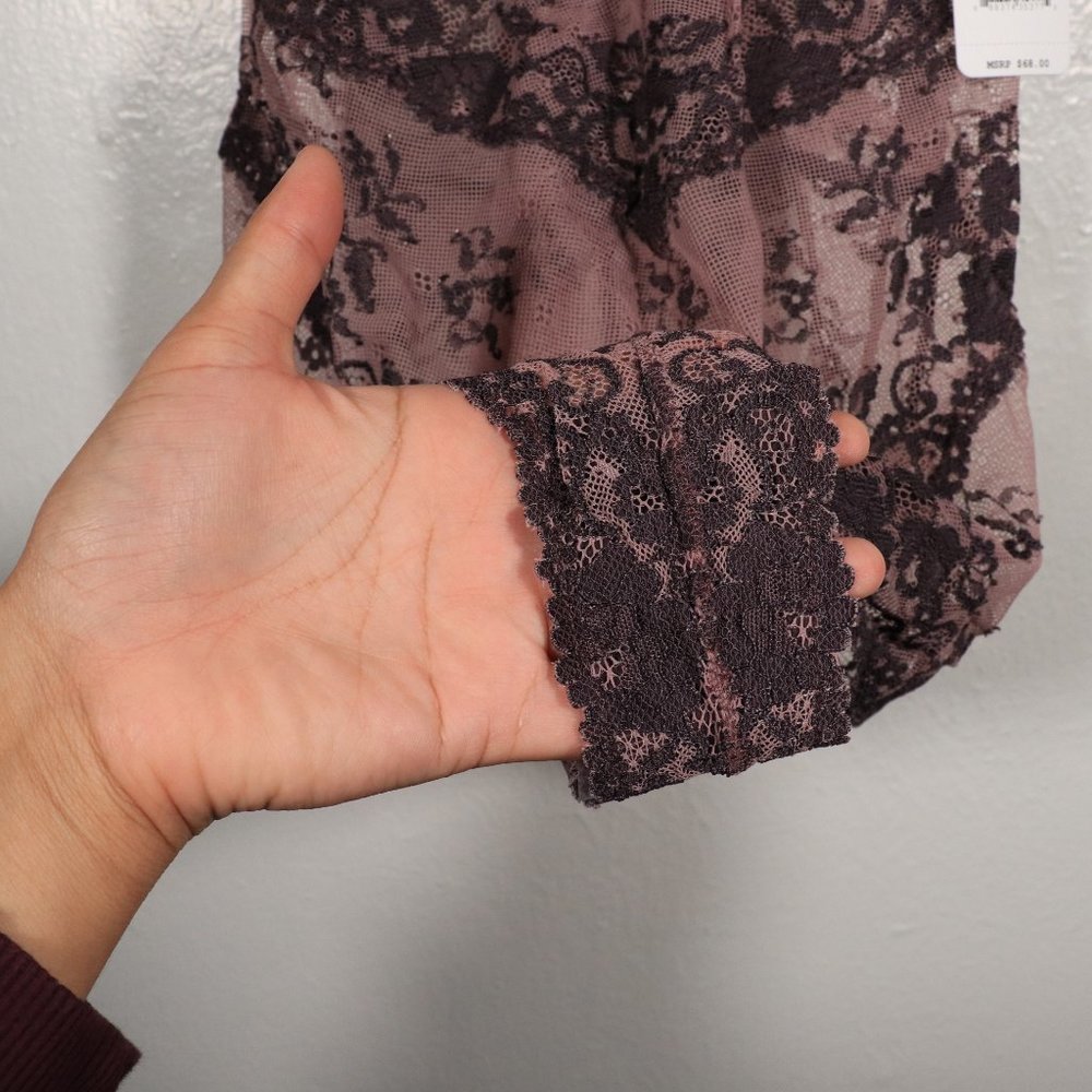 NWT Free People Bodysuit Too Cute Eggplant Combo - Picture 7 of 12